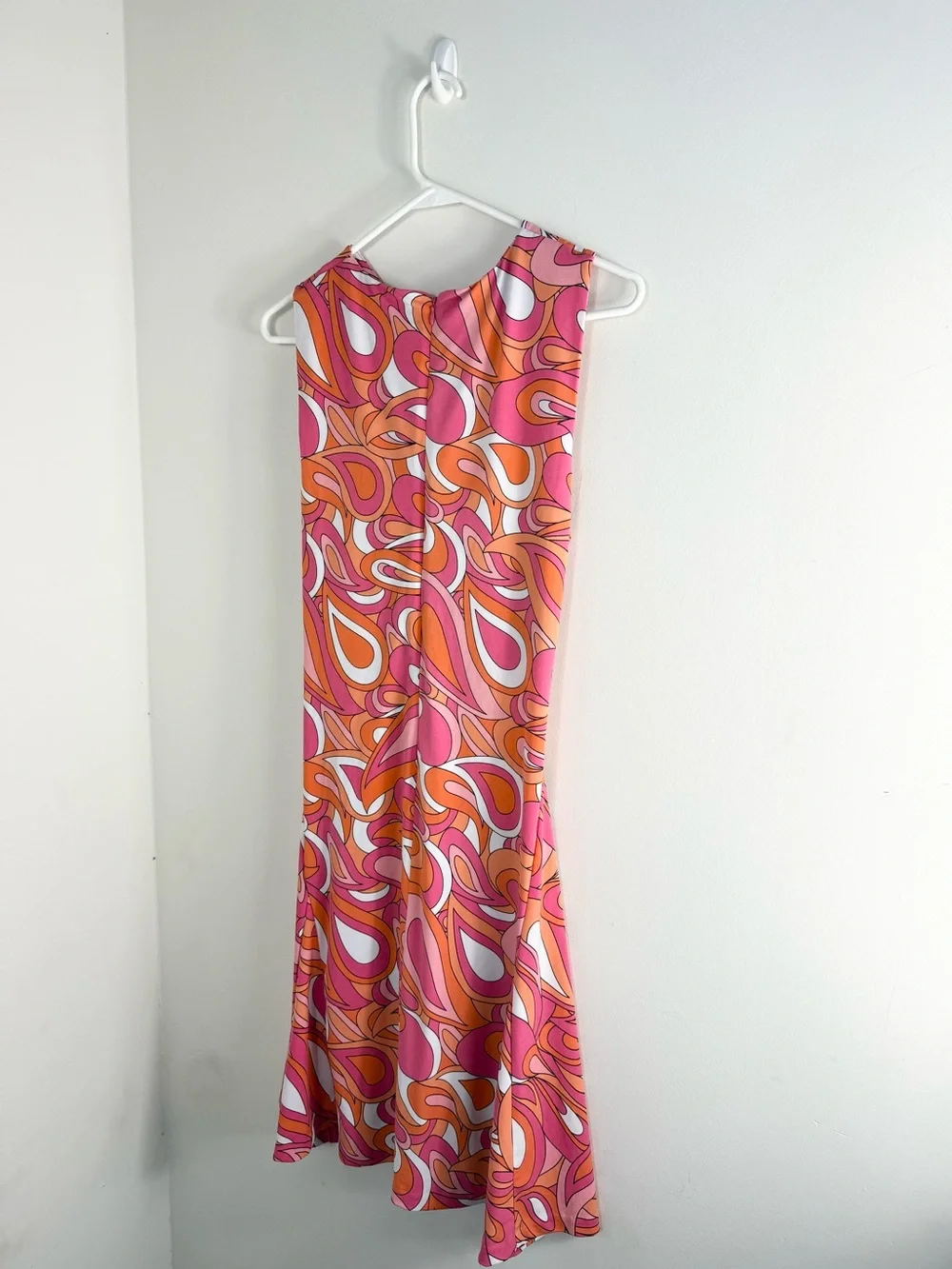 MICHAEL KORS Pink & Orange Swirly Psychedelic Printed Halter Dress Size Large